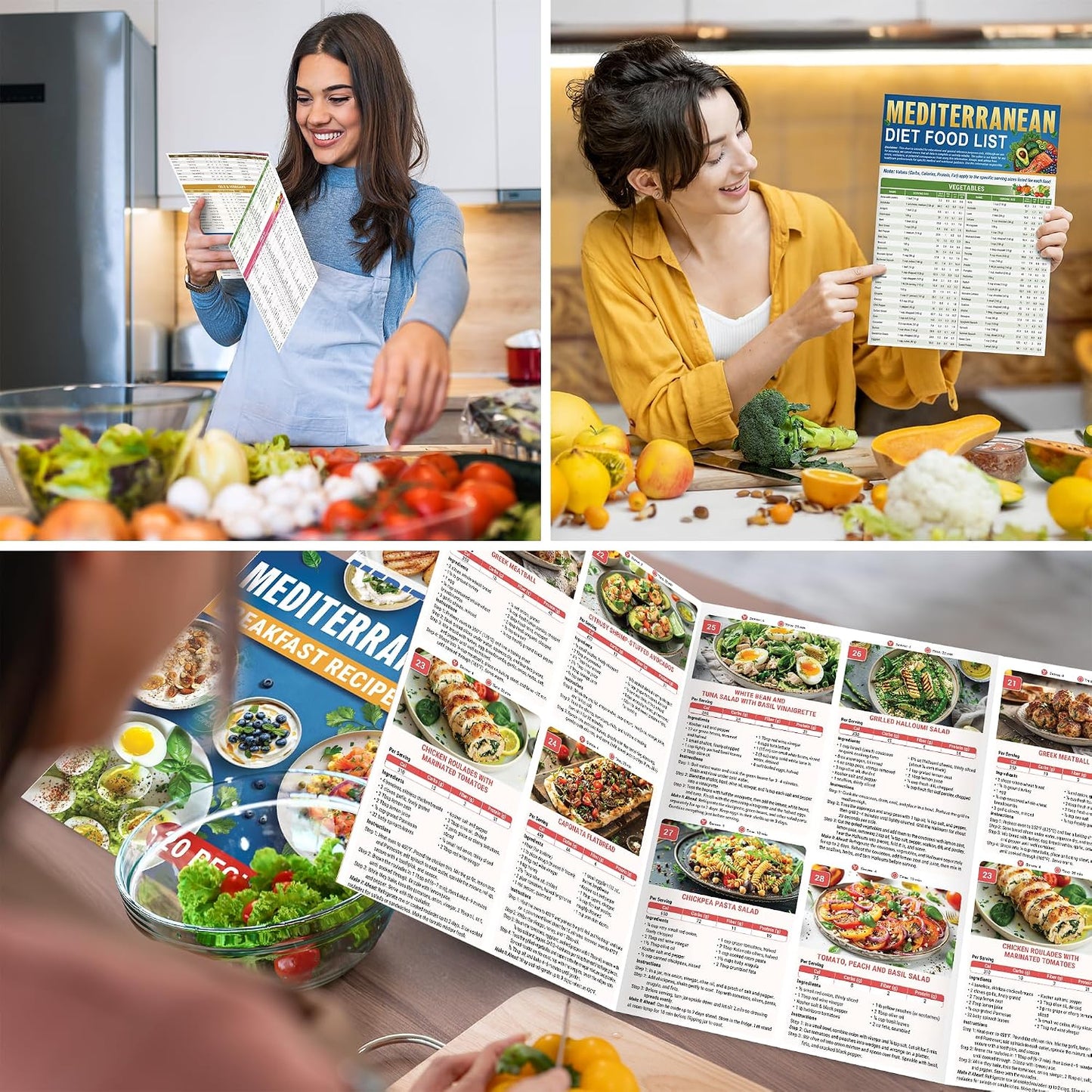 🥗Feel More Confident About Everyday Meals - 6-Piece Mediterranean Meal Planning Set With A 28-Day Guide And 80 Recipes🍋