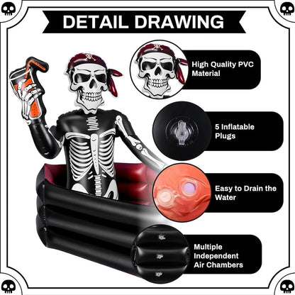 ☠️40-Gallon Inflatable Pirate Skeleton Cooler for Halloween