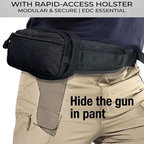 Multifunctional Concealed Carry Hip Bag with Rapid-Access Holster