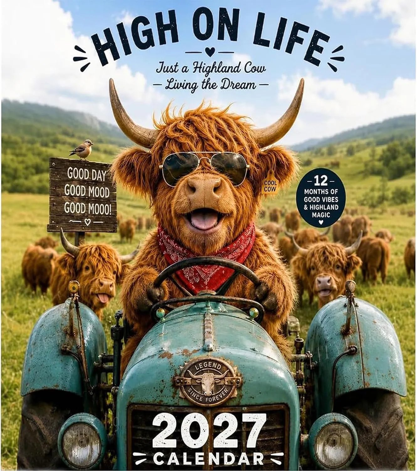 🐮Adventure & Fun Crew Highland Cow Calendar📆 2027 Full Year Planner