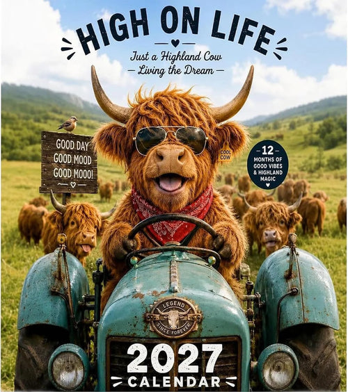 🐮Adventure & Fun Crew Highland Cow Calendar📆 2027 Full Year Planner