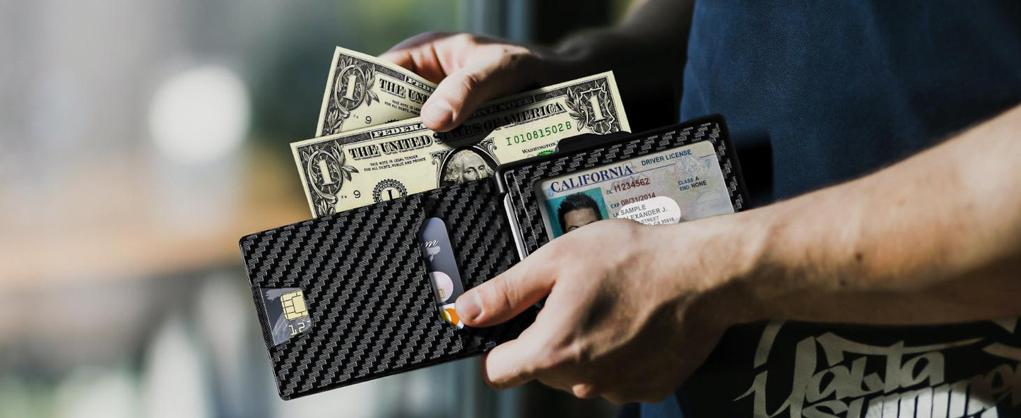 🔥Minimalist Pop-Up Wallet for Men – RFID Blocking Aluminum Card Holder , ID Window & Leather Front Pocket