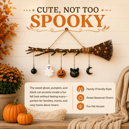 🍂 Lighted Fall Broom Wall Hanging – A Cozy Halloween Glow For Every Room ✨