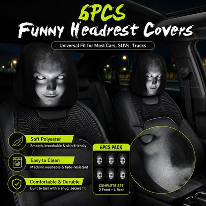 😆 Funny Cartoon Car Headrest Covers – 2PCS Universal Fit 🚗