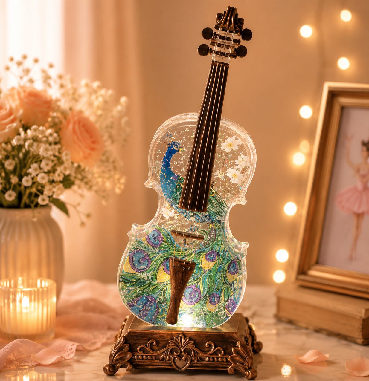 🎻 Crystal Violin Music Box – Bluetooth Speaker With Dream Light & Snow Effect