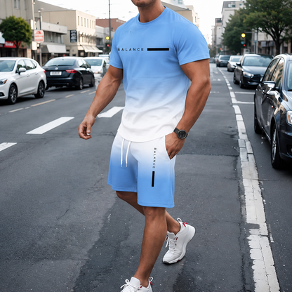 49%off⚡ Men’s Gradient Short Sleeve Tracksuit 2-Piece Set