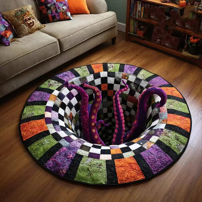 💀Halloween 3D Bottomless Illusion Rug Skeleton Pit Non-Slip Crystal Velvet Mat 🎃