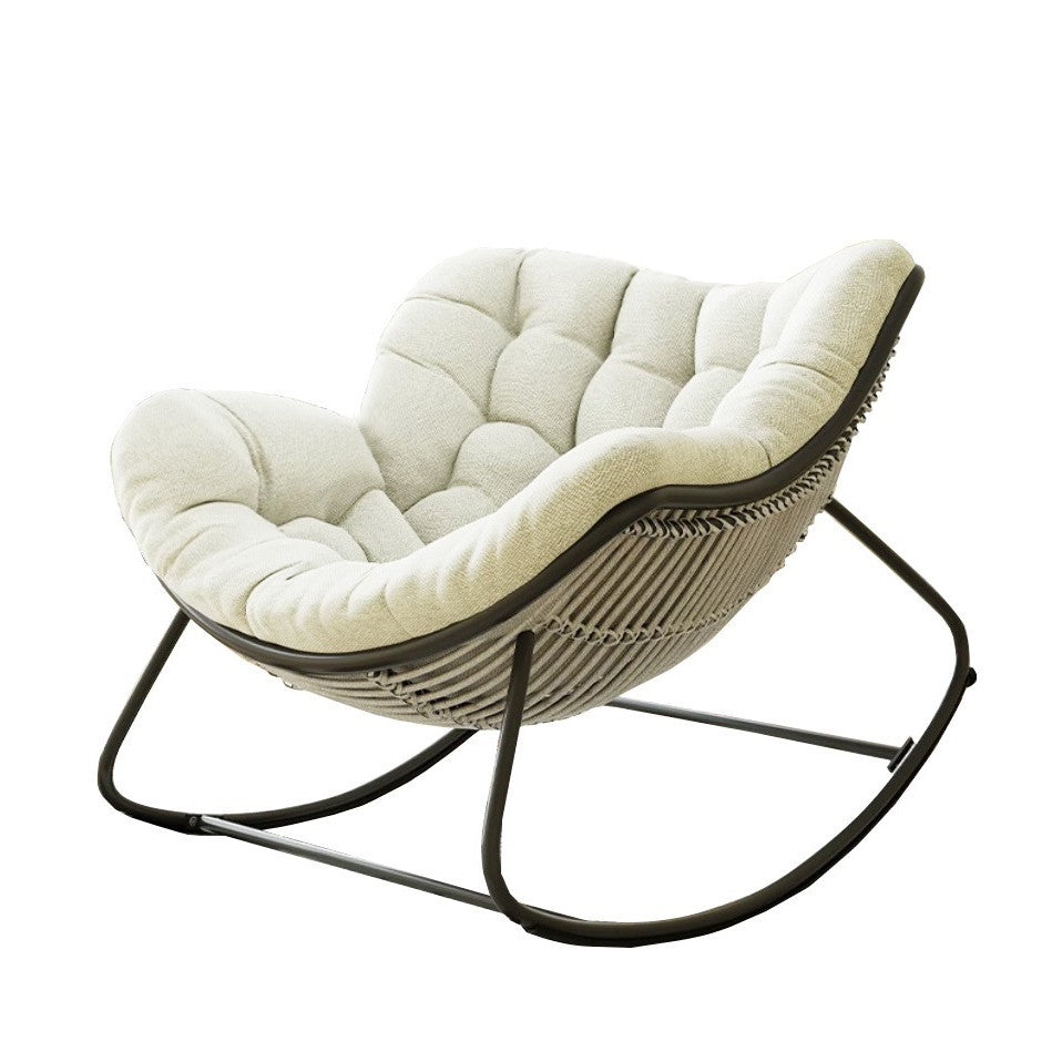 Oversized Papasan Rocking Chair with Thick Cushion, Metal Frame for Indoor & Outdoor