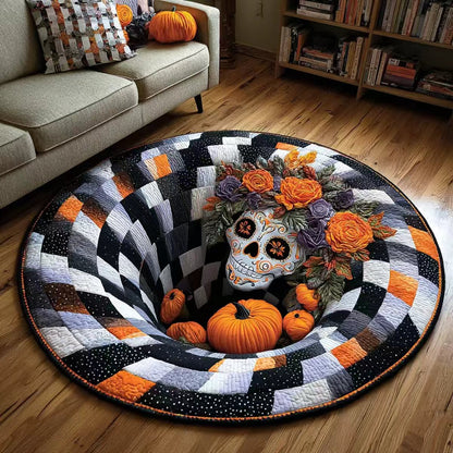 💀Halloween 3D Bottomless Illusion Rug Skeleton Pit Non-Slip Crystal Velvet Mat 🎃