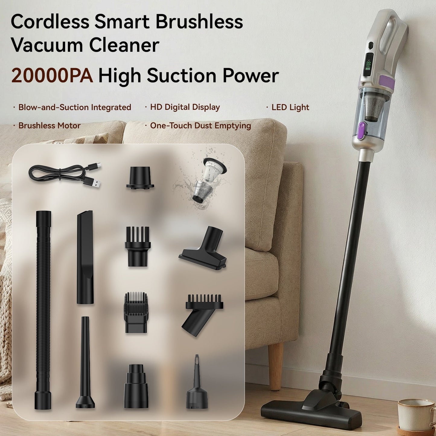 4-in-1 Cordless Smart Brushless Vacuum Cleaner