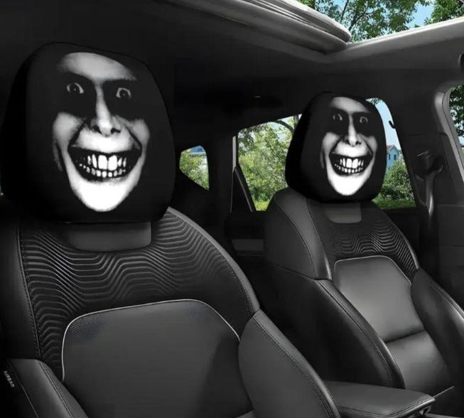 😆 Funny Cartoon Car Headrest Covers – 2PCS Universal Fit 🚗