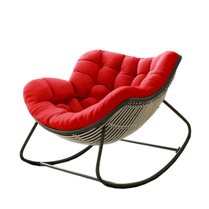Oversized Papasan Rocking Chair with Thick Cushion, Metal Frame for Indoor & Outdoor