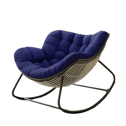 Oversized Papasan Rocking Chair with Thick Cushion, Metal Frame for Indoor & Outdoor