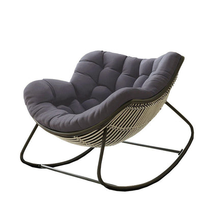 Oversized Papasan Rocking Chair with Thick Cushion, Metal Frame for Indoor & Outdoor