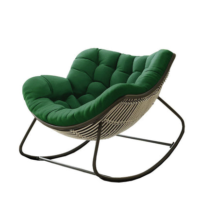 Oversized Papasan Rocking Chair with Thick Cushion, Metal Frame for Indoor & Outdoor