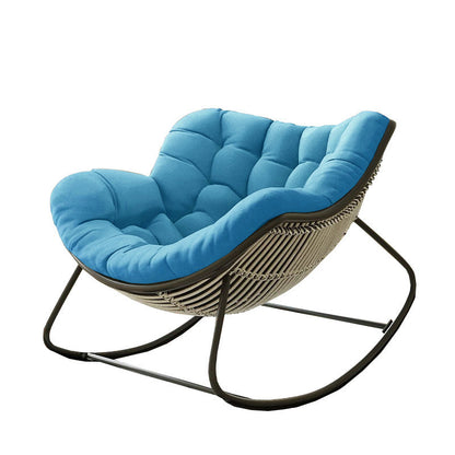 Oversized Papasan Rocking Chair with Thick Cushion, Metal Frame for Indoor & Outdoor