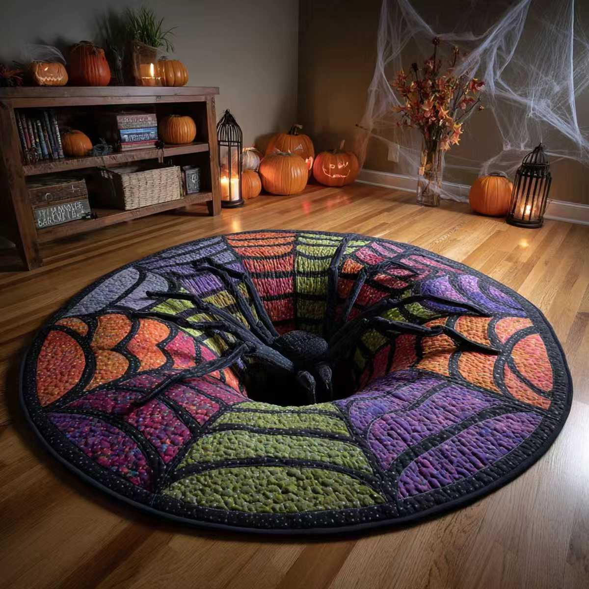 💀Halloween 3D Bottomless Illusion Rug Skeleton Pit Non-Slip Crystal Velvet Mat 🎃