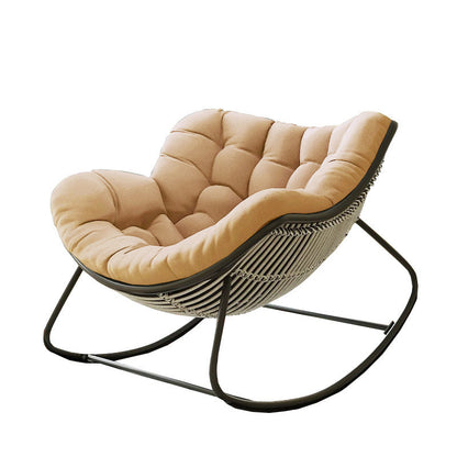 Oversized Papasan Rocking Chair with Thick Cushion, Metal Frame for Indoor & Outdoor