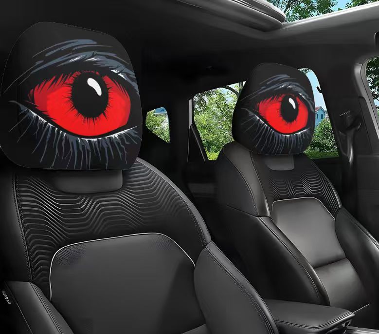 😆 Funny Cartoon Car Headrest Covers – 2PCS Universal Fit 🚗