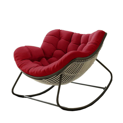 Oversized Papasan Rocking Chair with Thick Cushion, Metal Frame for Indoor & Outdoor