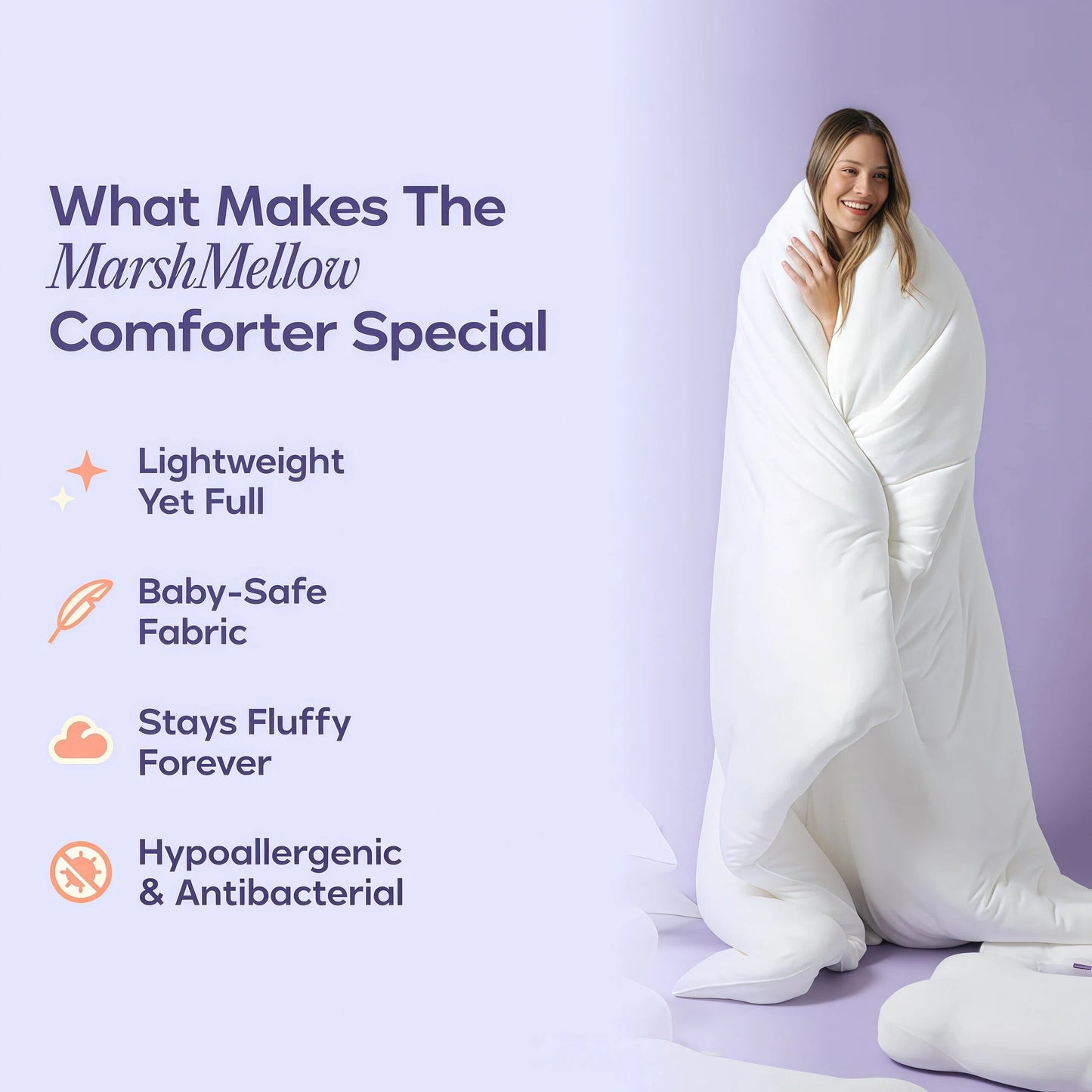 Mellow Sleep |Comforter - Double-Stuffed Ultra-Soft A-Class Fabric Heat-Adaptive Vegan Fill OEKO-TEX Certified Machine Washable