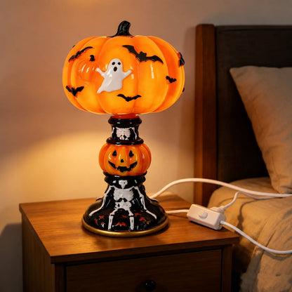 👻Spooky Glow Tiffany Lamp Pumpkin Ghost Bat Halloween Desk Light