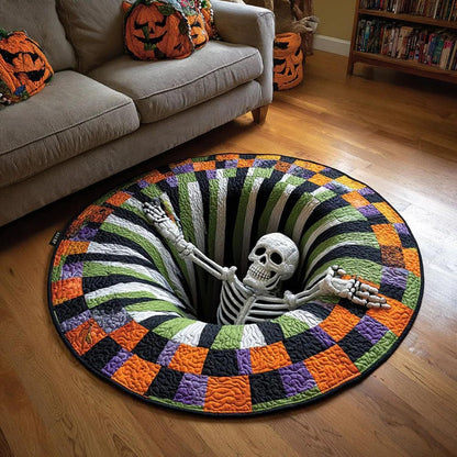 💀Halloween 3D Bottomless Illusion Rug Skeleton Pit Non-Slip Crystal Velvet Mat 🎃