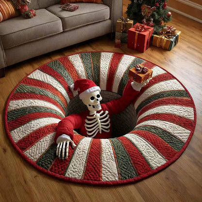 💀Halloween 3D Bottomless Illusion Rug Skeleton Pit Non-Slip Crystal Velvet Mat 🎃