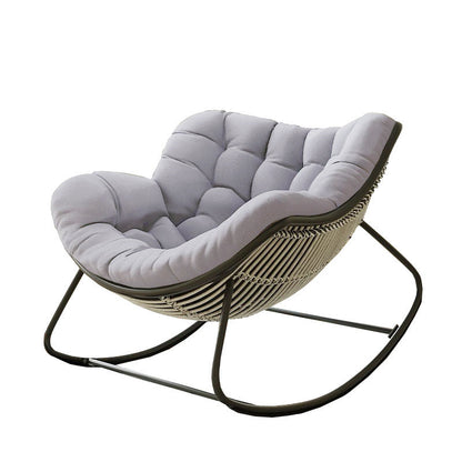 Oversized Papasan Rocking Chair with Thick Cushion, Metal Frame for Indoor & Outdoor