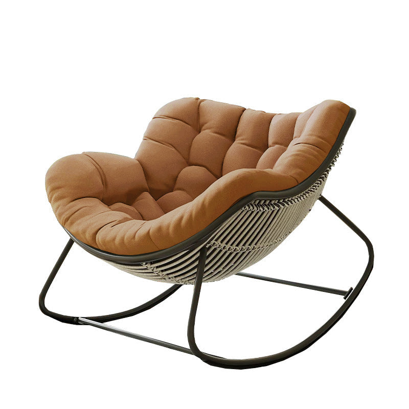 Oversized Papasan Rocking Chair with Thick Cushion, Metal Frame for Indoor & Outdoor