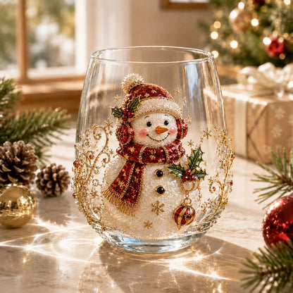 🎅Christmas Early Bird Sale🎄Christmas Glass Art Cup | Luxury Raised Holiday Glassware for Drinks, Decor & Christmas Gifts 🎁