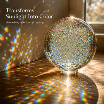Holographic Refraction Art Sphere – Premium Optical Glass Light Prism Decor for Home & Office