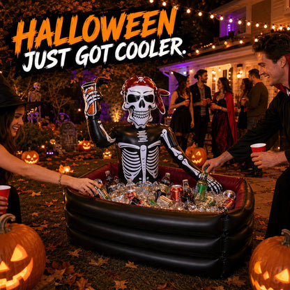 ☠️40-Gallon Inflatable Pirate Skeleton Cooler for Halloween