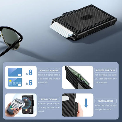🔥Minimalist Pop-Up Wallet for Men – RFID Blocking Aluminum Card Holder , ID Window & Leather Front Pocket