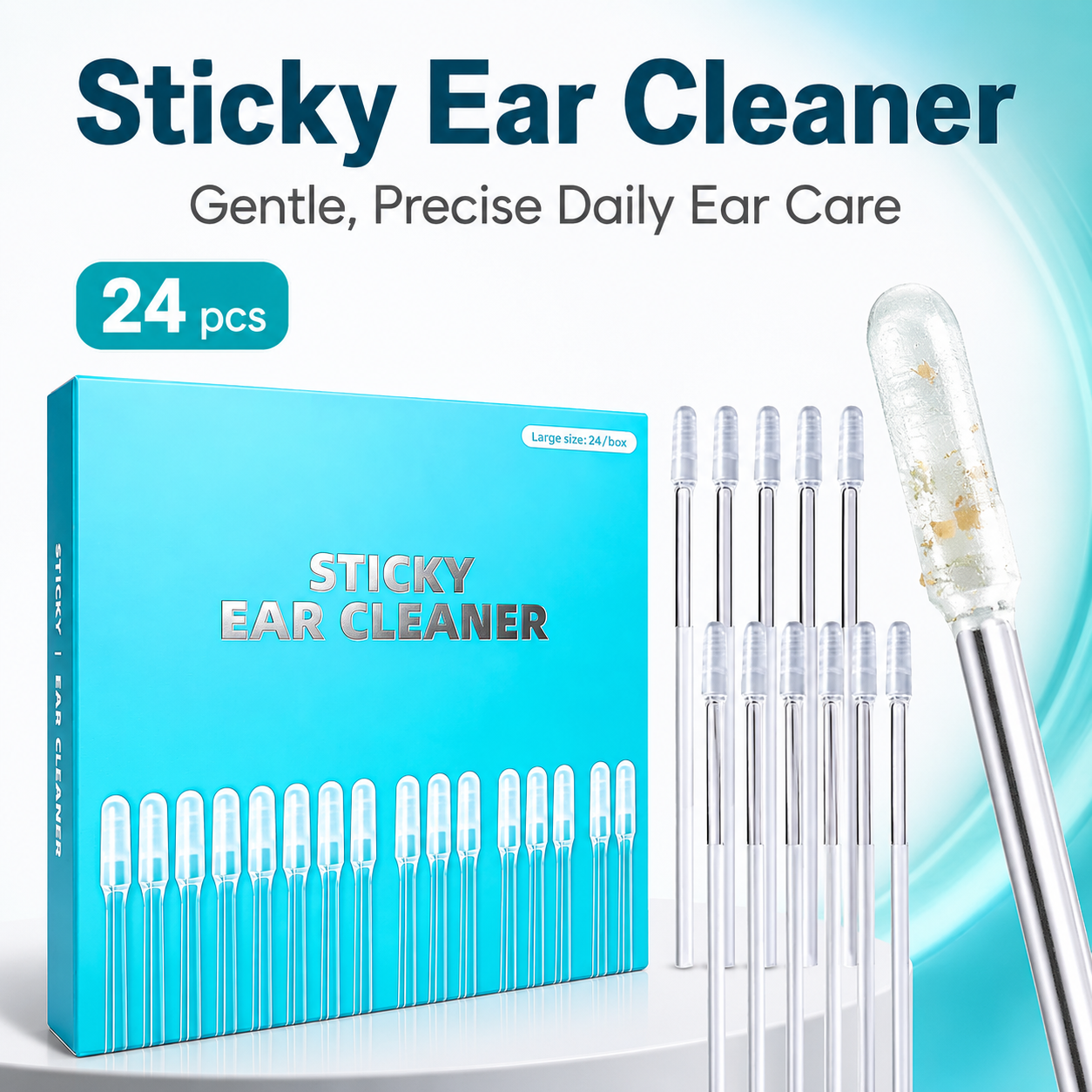 👂 24-Pack Sticky Ear Cleaner Swabs – Disposable Outer Ear Wax Cleaning Tool