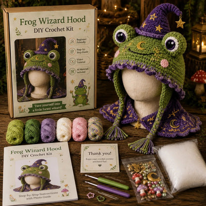 🐉✨ Fantasy Hood Hat DIY Crochet Kit | Premium Soft Yarn Materials with Step-by-Step Guide DIY Handmade Wearable Character Hood 🧶🎭✨