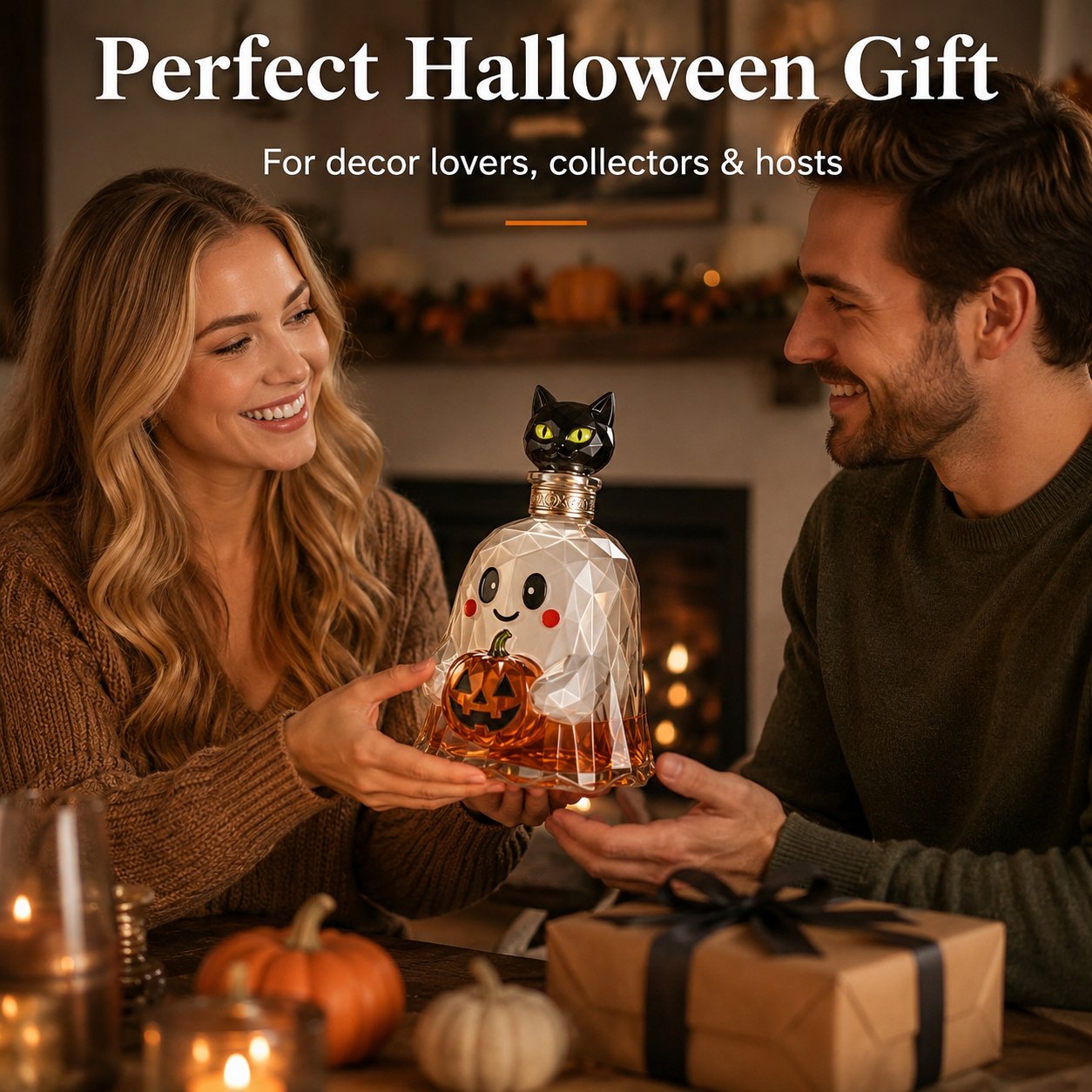 🔥Last Day 50% OFF - Ghost Pumpkin Halloween Decanter 🎃 Spooky Glass Whiskey Bottle