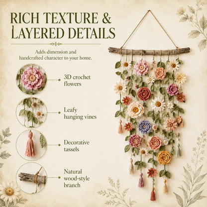 🌸Boho Crochet Flower Wall Hanging Decor