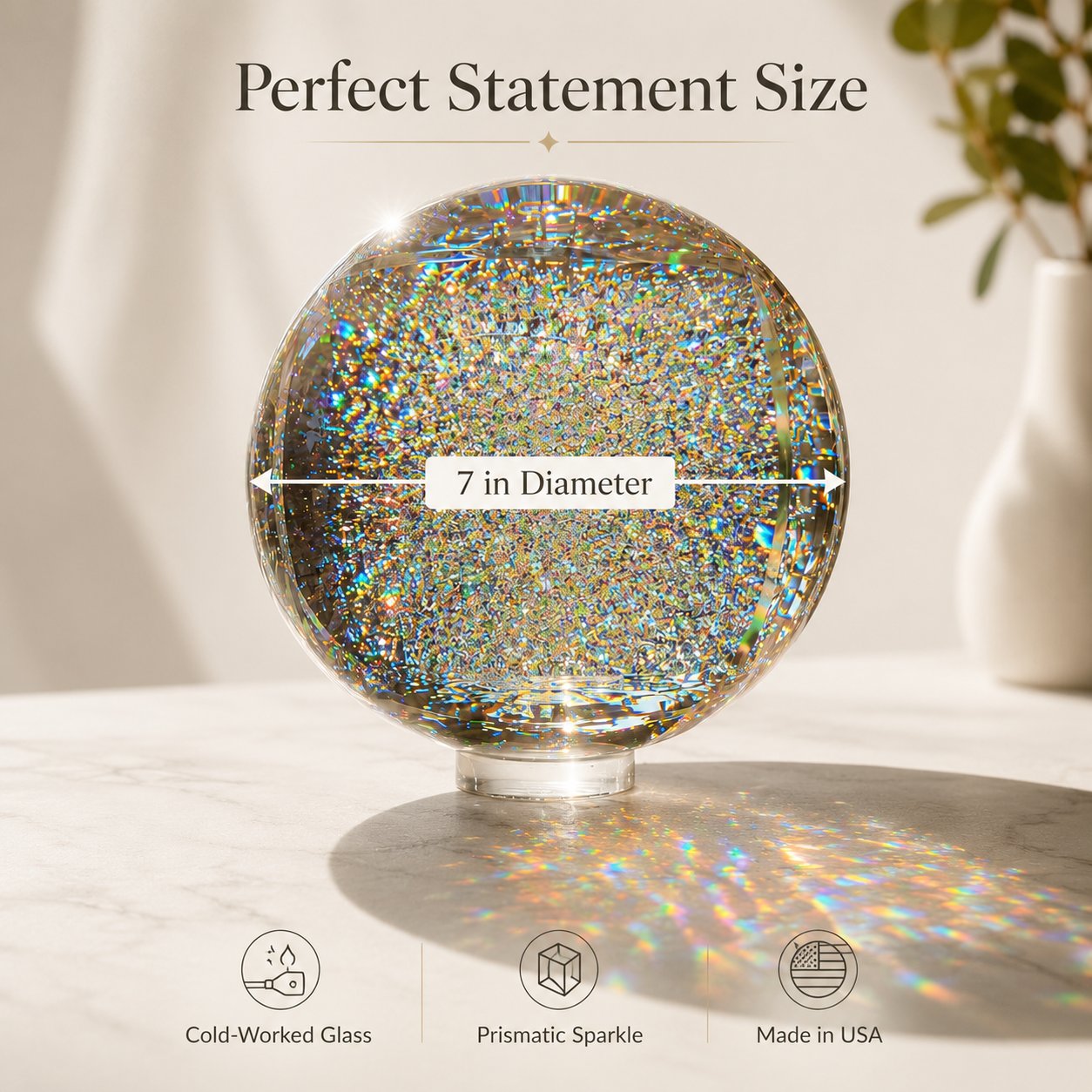 Holographic Refraction Art Sphere – Premium Optical Glass Light Prism Decor for Home & Office