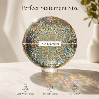 Holographic Refraction Art Sphere – Premium Optical Glass Light Prism Decor for Home & Office