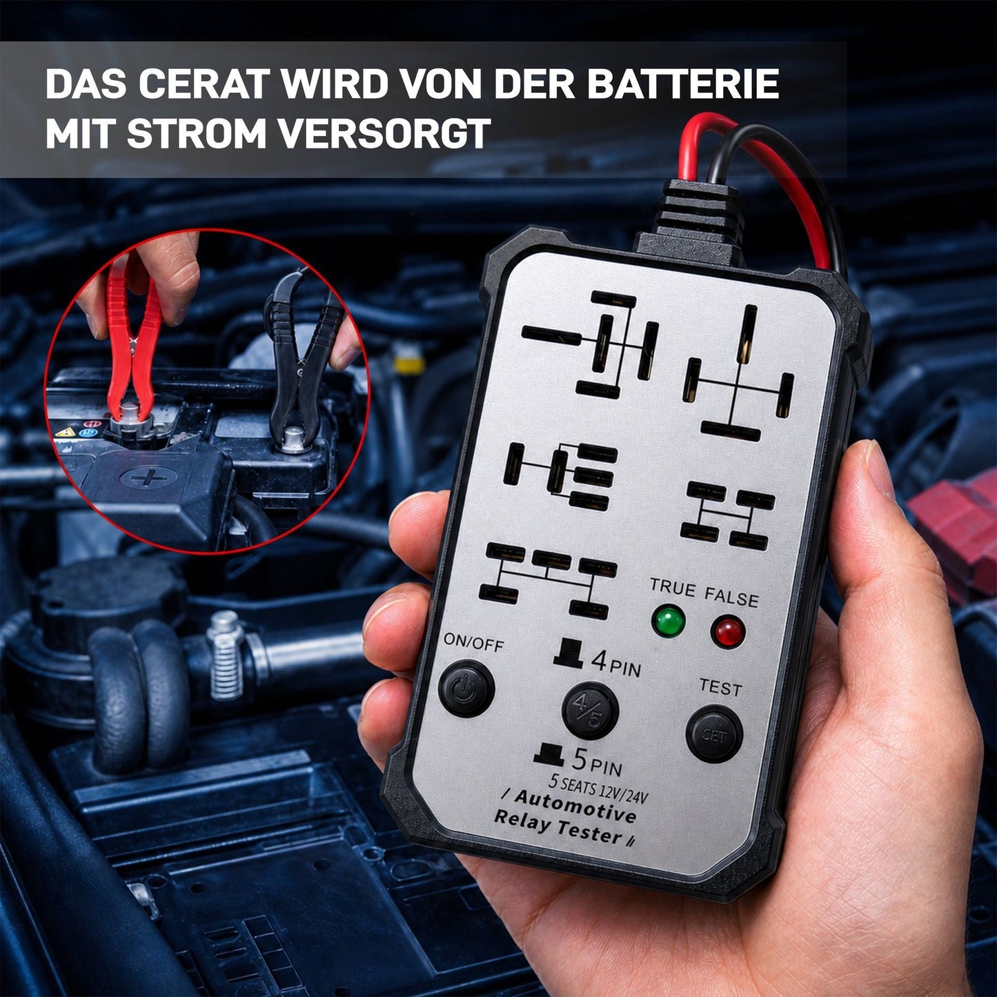 12V/24V Automotive Relay Tester – Fast Diagnostic Tool for 4 & 5 Pin Car Relays