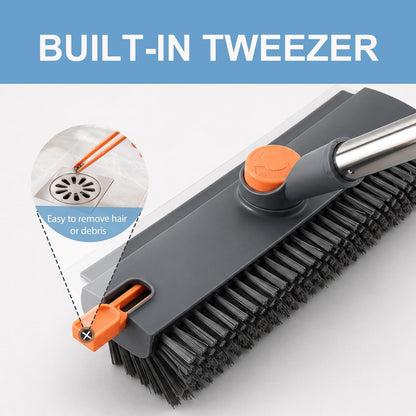 3-in-1 Rotatable Floor Scrub Brush with Long Stainless Steel Handle