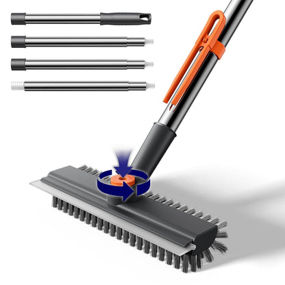 3-in-1 Rotatable Floor Scrub Brush with Long Stainless Steel Handle