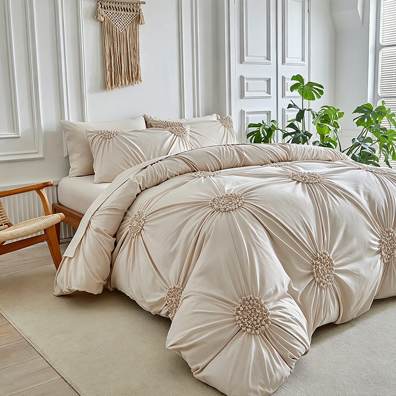 🧵 Soft Touch Pinch Pleat Duvet Set — Brushed Microfiber, No-Iron & Wrinkle-Resistant