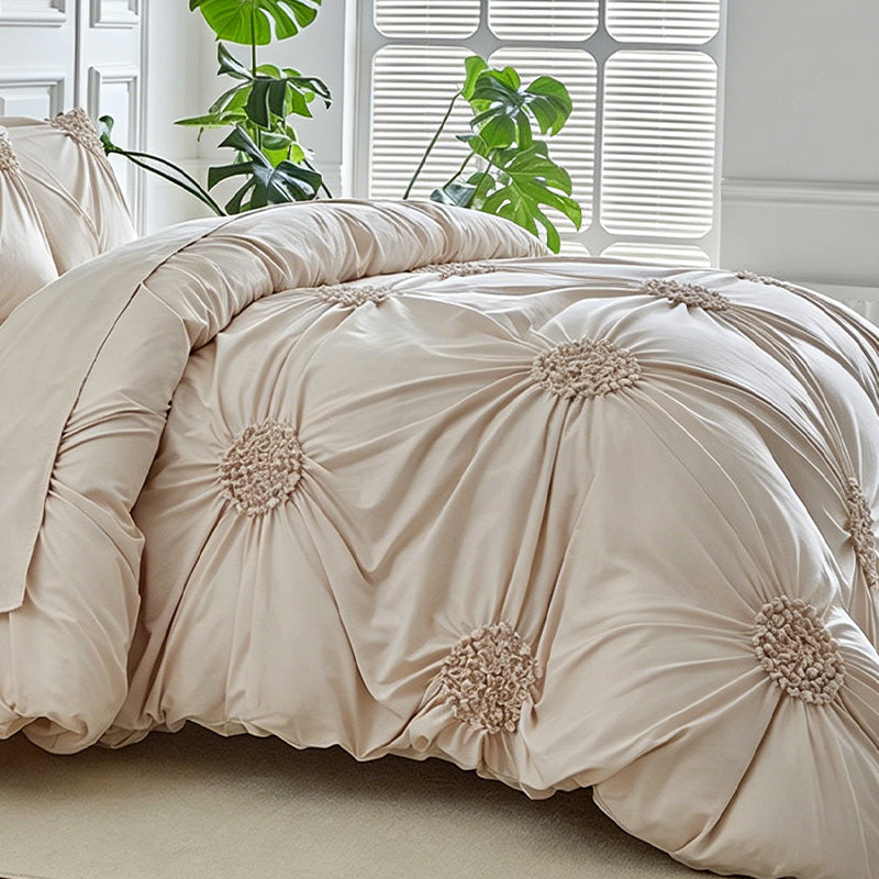 🧵 Soft Touch Pinch Pleat Duvet Set — Brushed Microfiber, No-Iron & Wrinkle-Resistant